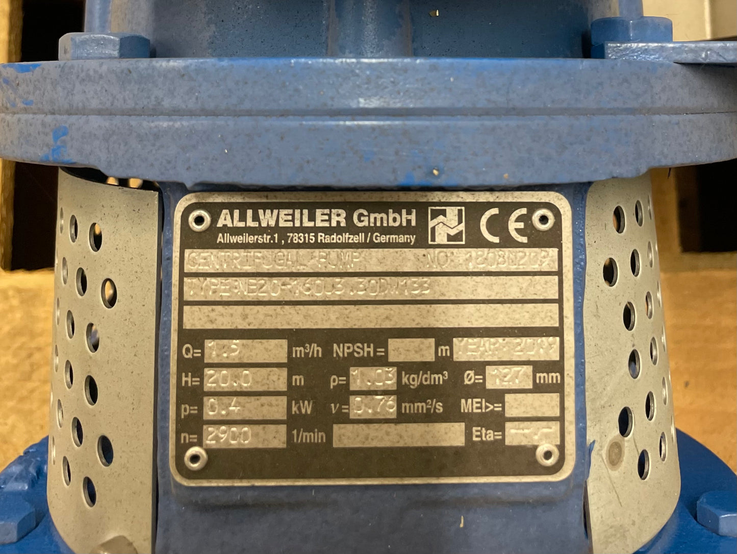 Allweiler Centrifugal Pump NB20-160U3.30DW133