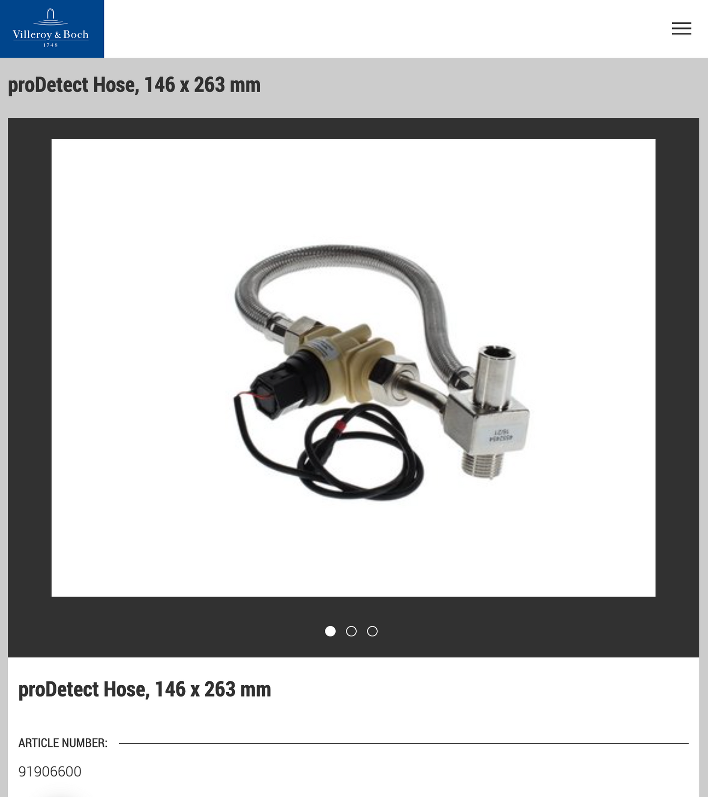 Gustavsberg / Villeroy Boch proDetect Hose and water circuit assembly, incl. solenoid valve, Part Number: 91906600, Application: 6574889