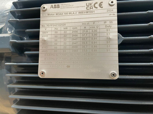 ABB M3AA 180 MLA 2 IMB3/IM1001 Process Performance Aluminium Motor