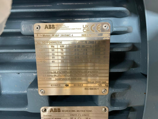 ABB M3BP 280SMC 4 IMB3/IM1001 Process Performance Cast Iron Induction Motor