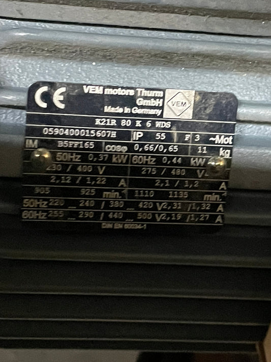 VEM AC Motor K21R 80 K 6 WDS