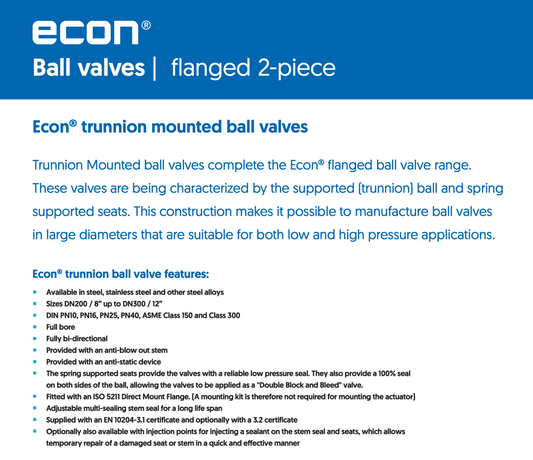 Trunnion Mounted Ball Valve, DN50, PN100, A105