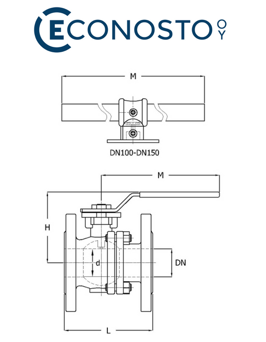 Econosto Fig. 7249 Carbon Steel Ball Valve, DN100/PN16, 9780411, 6551851