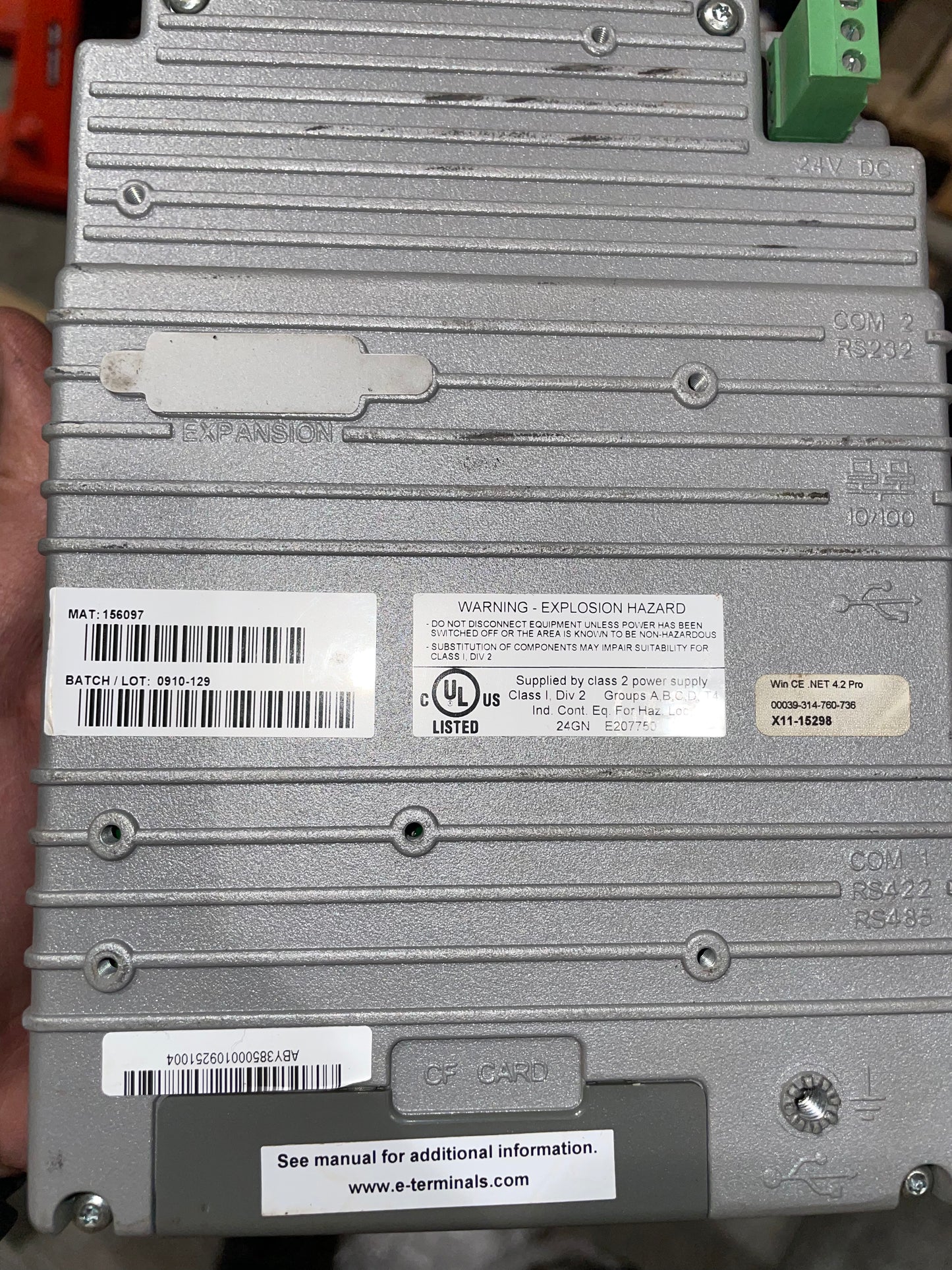 Beijer E1071 panel for Emerson, Part Number 156097 - Part Number: 156097
