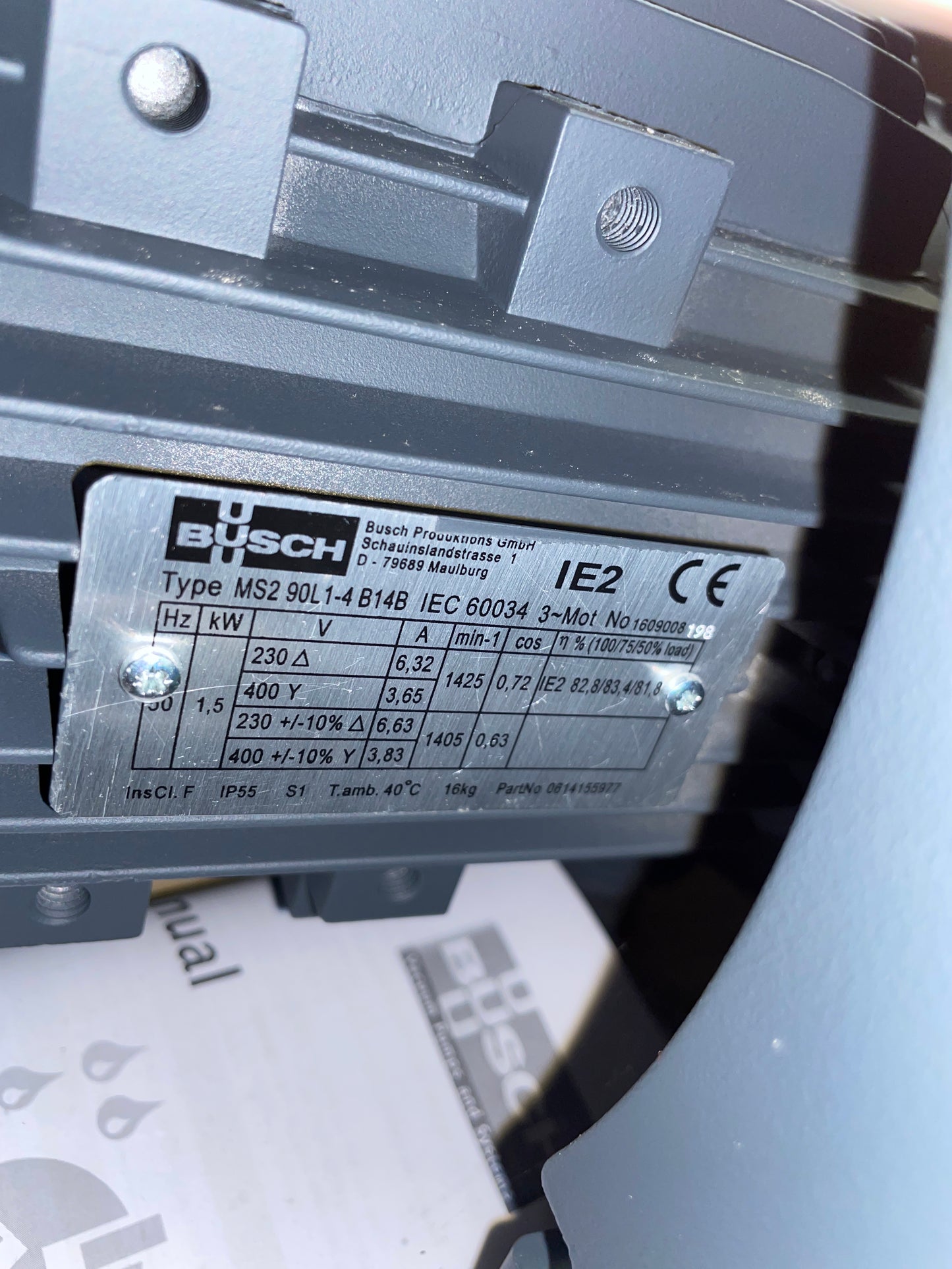 Busch Vacuum Pump RA 0063F 503 - Part Number: RA 0063F 503