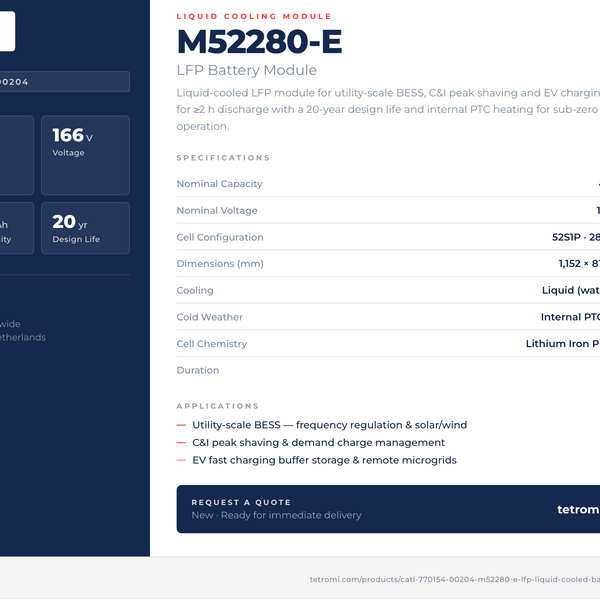 CATL 46.6kWh 166V LFP Battery Pack Module M52280-E (770154-00204)