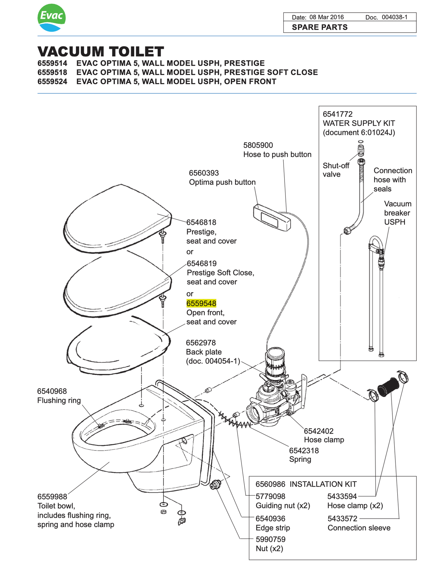 Evac / Transval Soft closing toilet seat & cover S154002L8, 6559548