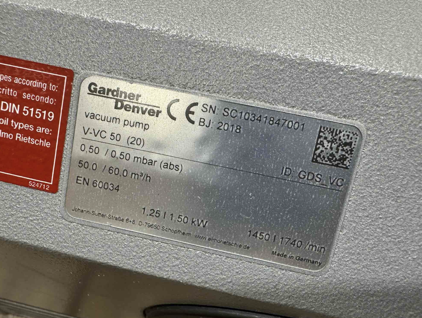 Elmo Rietschle V-VC 50 Oil-Lubricated Rotary Vane Vacuum Pump