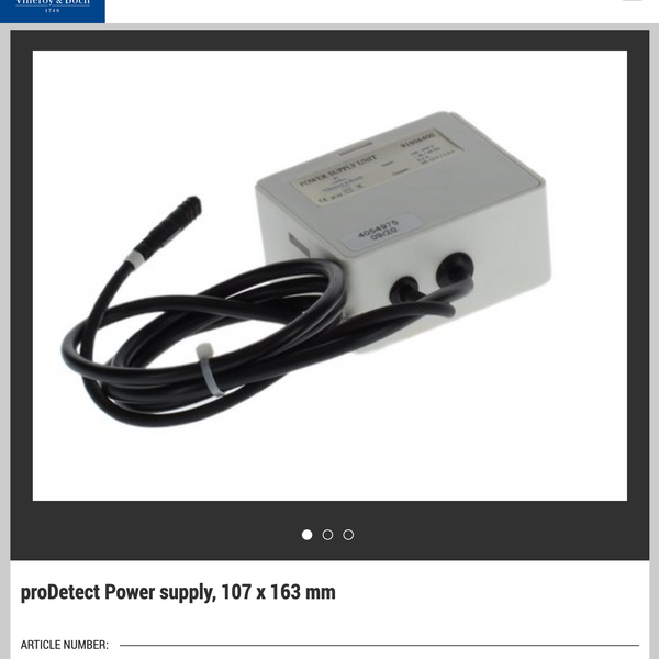 Gustavsberg / Villeroy & Boch 110/220V proDetect Power Supply 91906400, 6574890