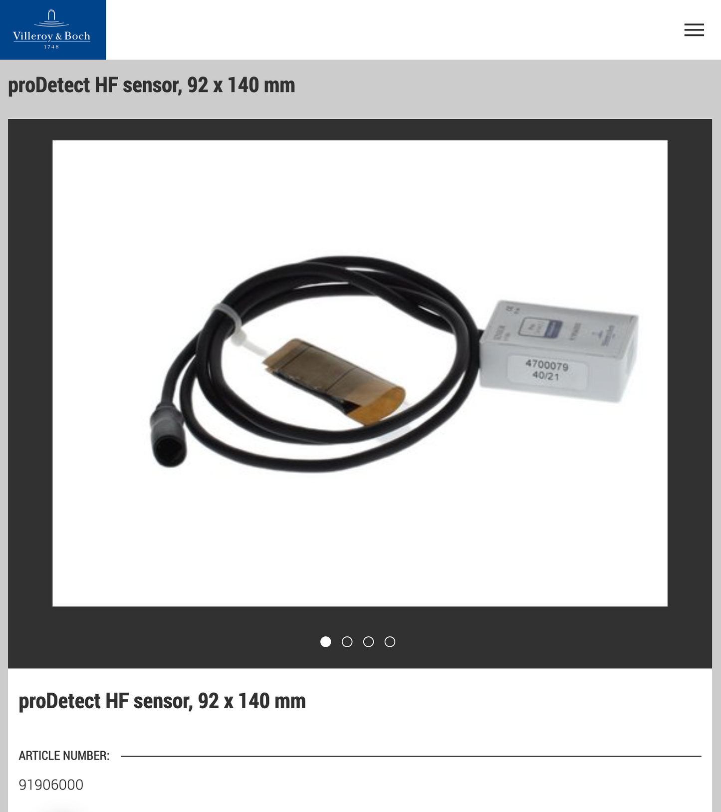 Gustavsberg / Villeroy & Boch proDetect HF Sensor 6574893, 91906000