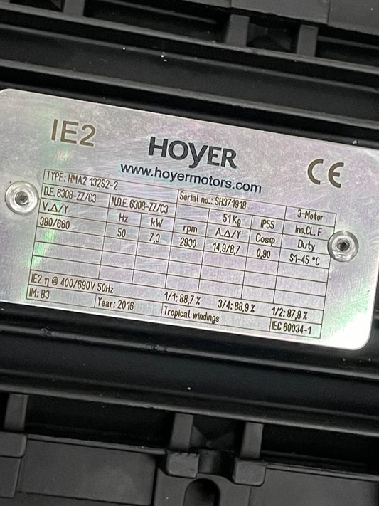 Hoyer HMA2 132S2-2 Marine Electric Motor, IE2, 7.5kW, 2-Pole, B5 Flange