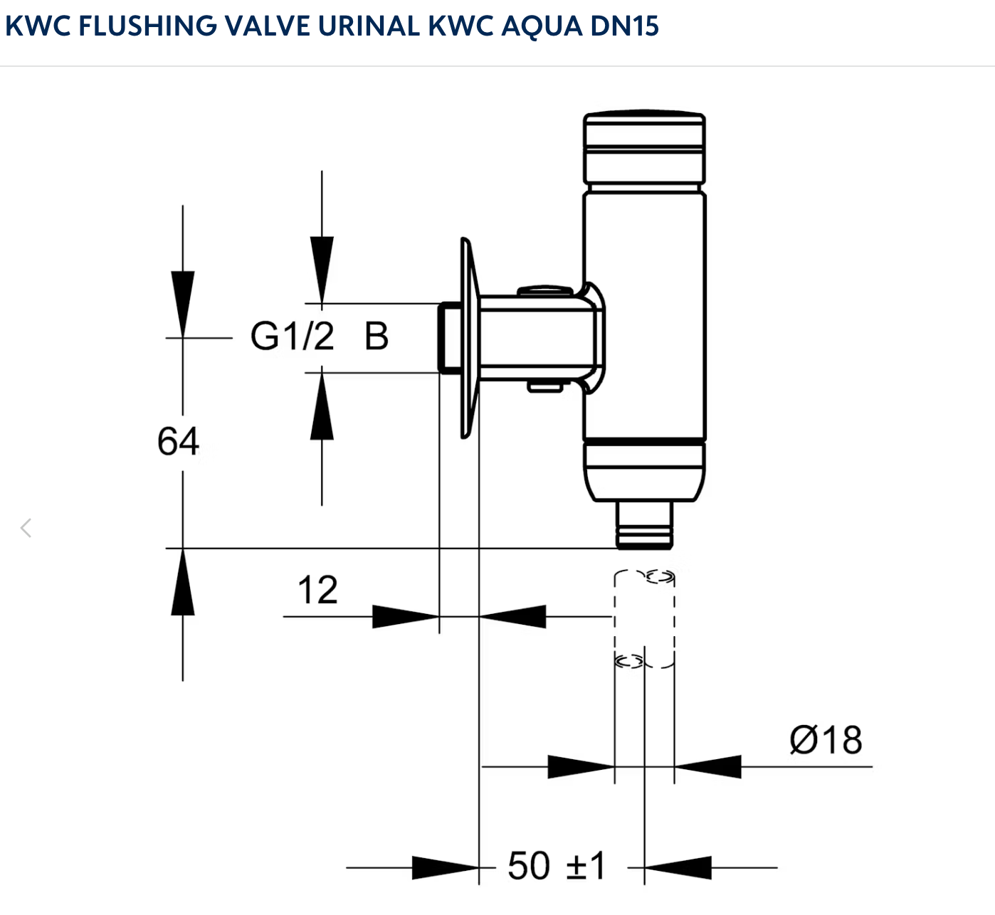 KWC Aqua Urinal Flush Valve (DN15) 6545635, 6463011