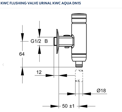 KWC Aqua Urinal Flush Valve (DN15) 6545635, 6463011