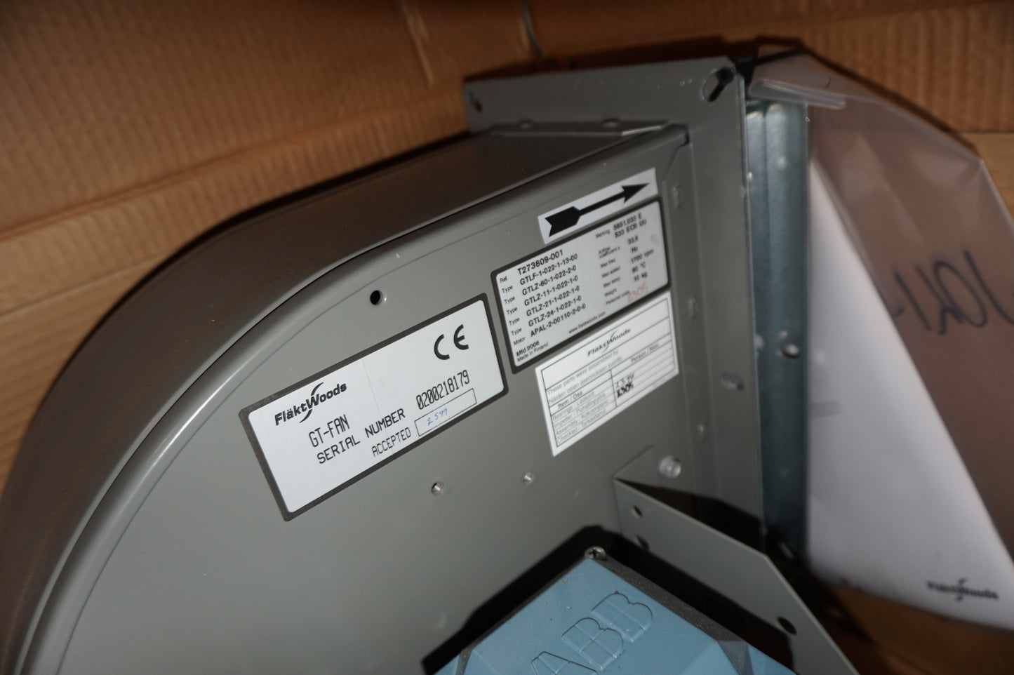 FläktWoods Centrimaster GT GTLF-1-022-1-13-00 Centrifugal Fan - Part Number: Centrimaster GT