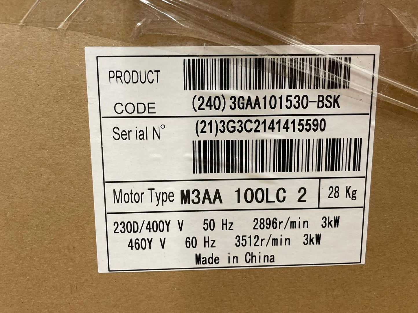 ABB M3AA 100LC 2 IE3 Premium Efficiency Aluminium Motor - Part Number: M3AA 100LC 2