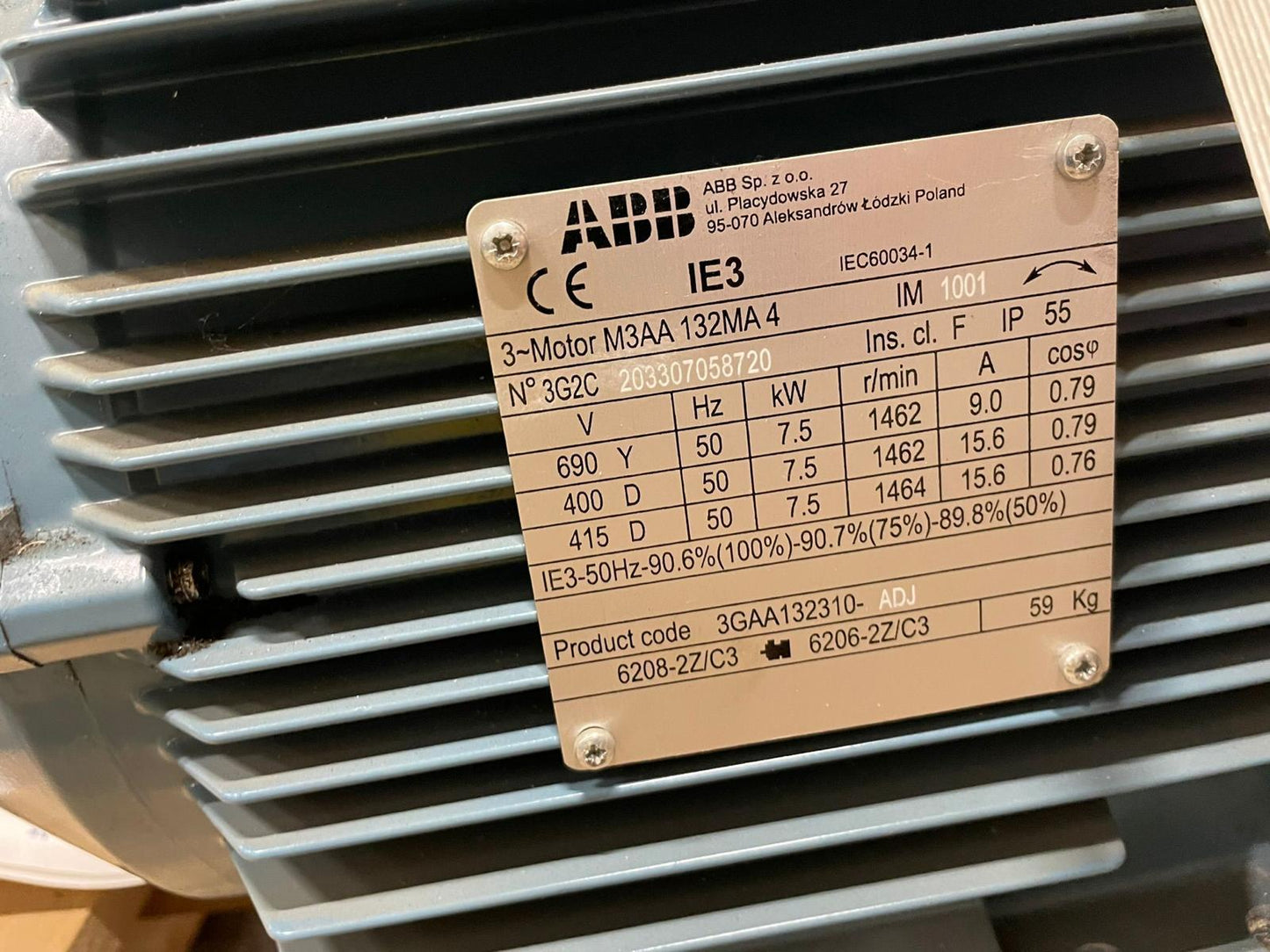 ABB M3AA 132 MA 4 Process Performance Aluminium Motor - Part Number: M3AA 132 MA 4