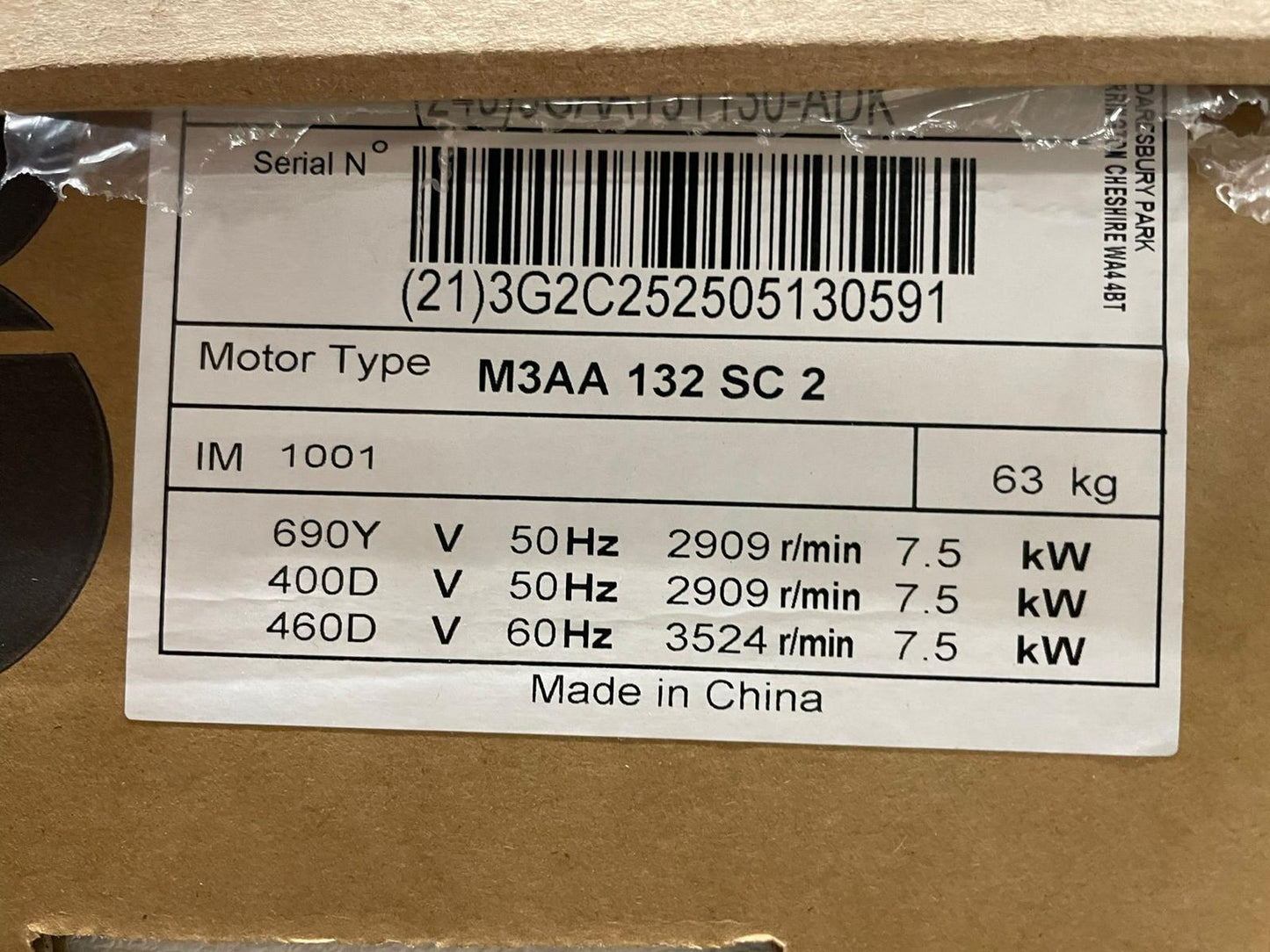 ABB M3AA 132 SC 2 Process Performance Aluminum Electric Motor - Part Number: M3AA 132 SC 2