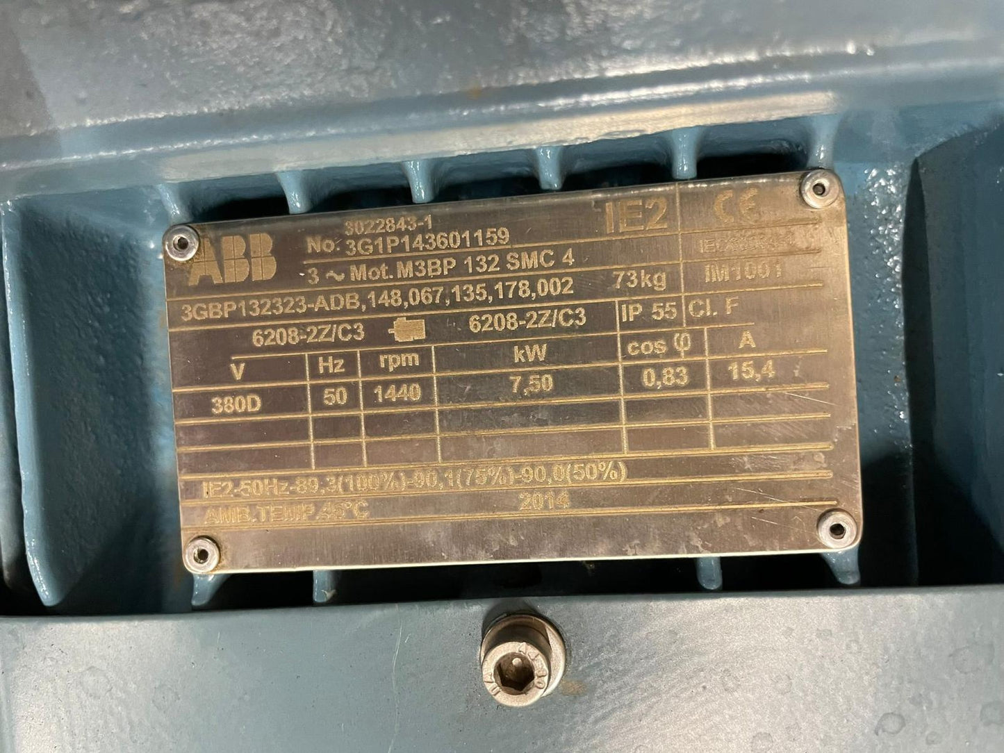 ABB M3BP 132 SMC 4 Process Performance Cast Iron Induction Motor - Part Number: M3BP 132 SMC 4