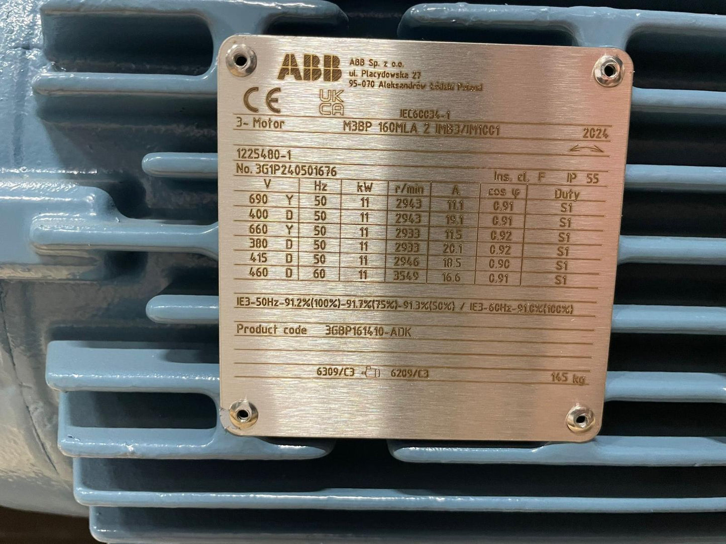 ABB M3BP 160MLA 2 IE3 Premium Efficiency Cast Iron Motor - Part Number: M3BP 160MLA 2