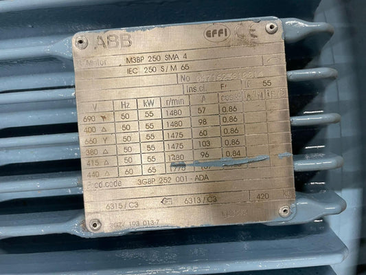 ABB M3BP 250 SMA 4 IEC 250 S/M 65 Process Performance Cast Iron Induction Motor