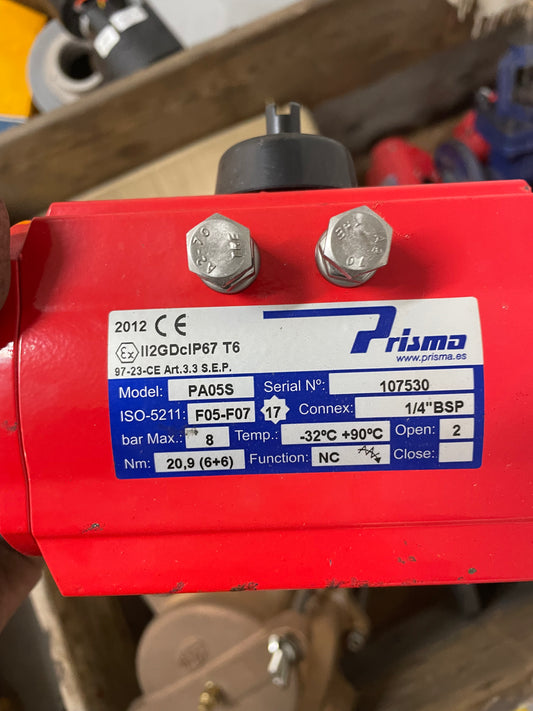 Prisma PA05S Single Acting Pneumatic Actuator, 28.8 Nm, ATEX/SIL3