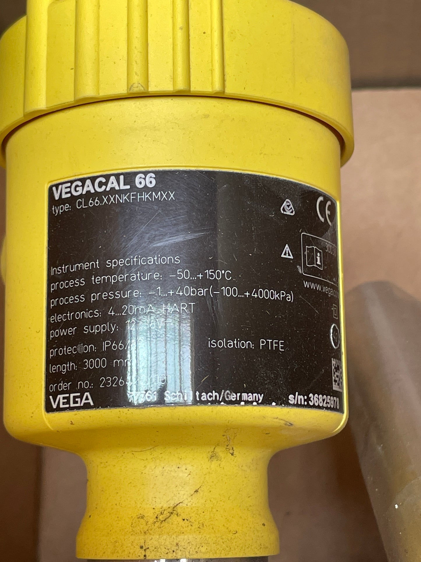 Vega CL66.XXNKFHKMXX Vegacal 66 Capacitive Level Sensor - Part Number: CL66.XXNKFHKMXX